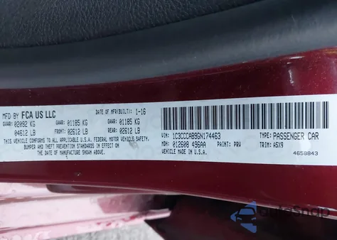 2016 Chrysler 200 Limited from USA, damaged, VIN 1C3CCCAB9GN174463